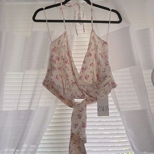 ONE DAY SALE!! Zara floral print halter sz L $36